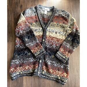 WHORTLEBERRY Scotland‎ Lambswool Long Cardigan Sweater.  Women Medium